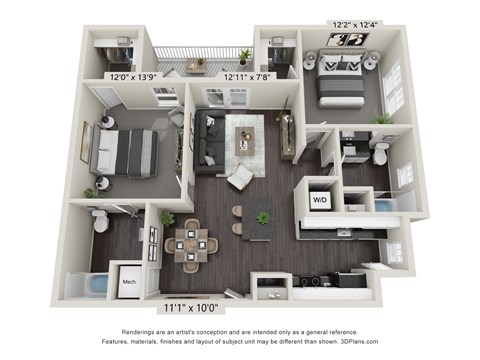 a 1 bedroom floorplan is shown with an open